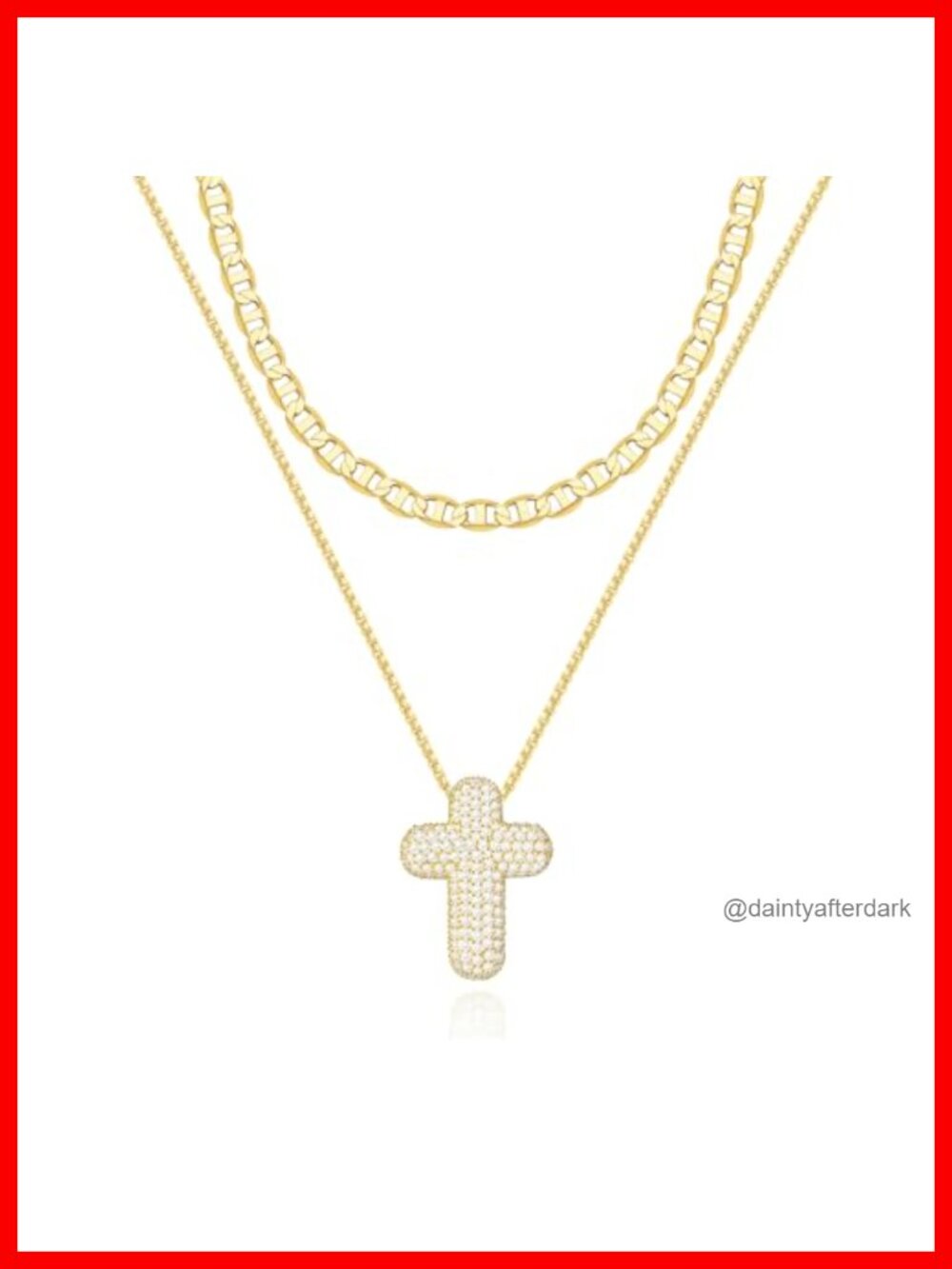 Gold Plated Cross Pendant Necklace Set Dainty CZ Layered Necklaces